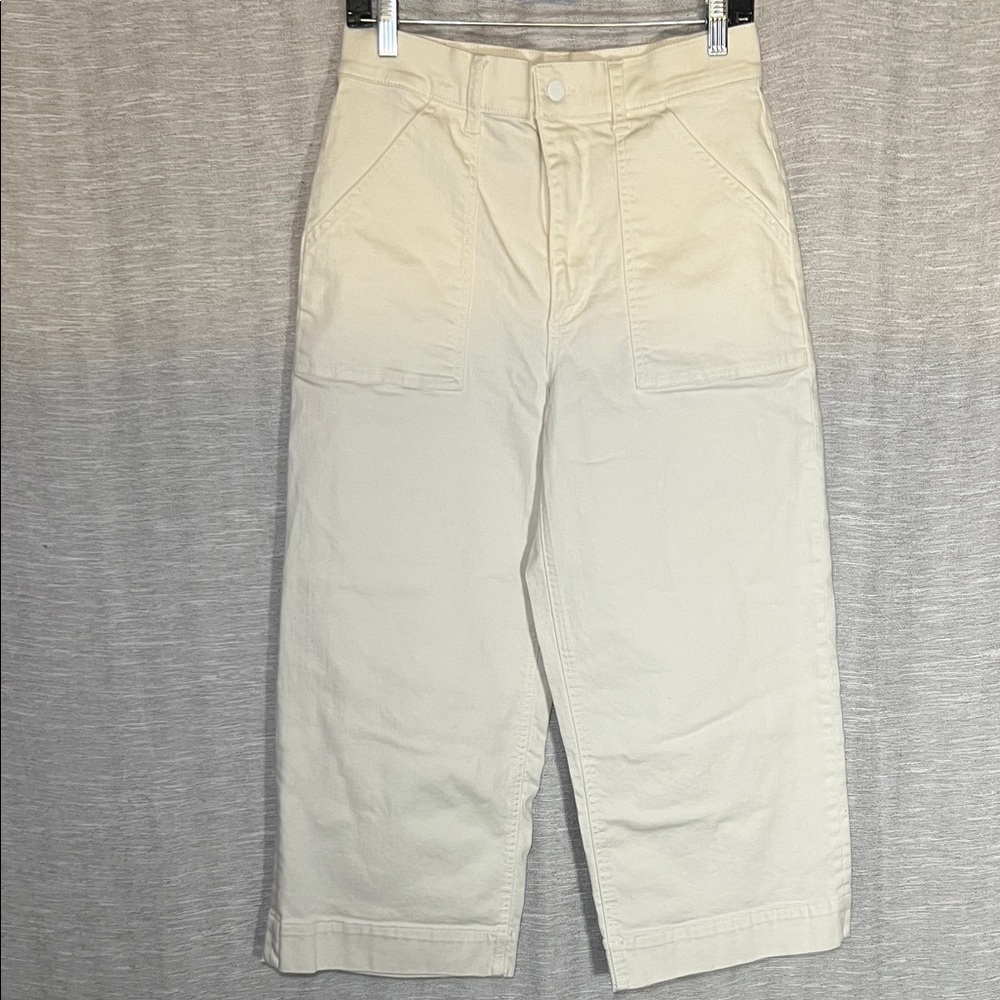 Joe’s Jeans Cream Wide Leg Barrel Style Cropped Ankle Pants Size 30 - Picture 4 of 16